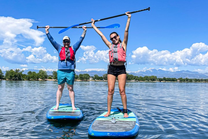Couple on a lake in colorado