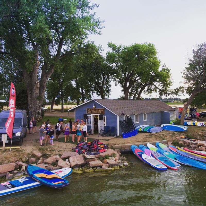 Equipment by the Rocky Mountain Paddleboard building